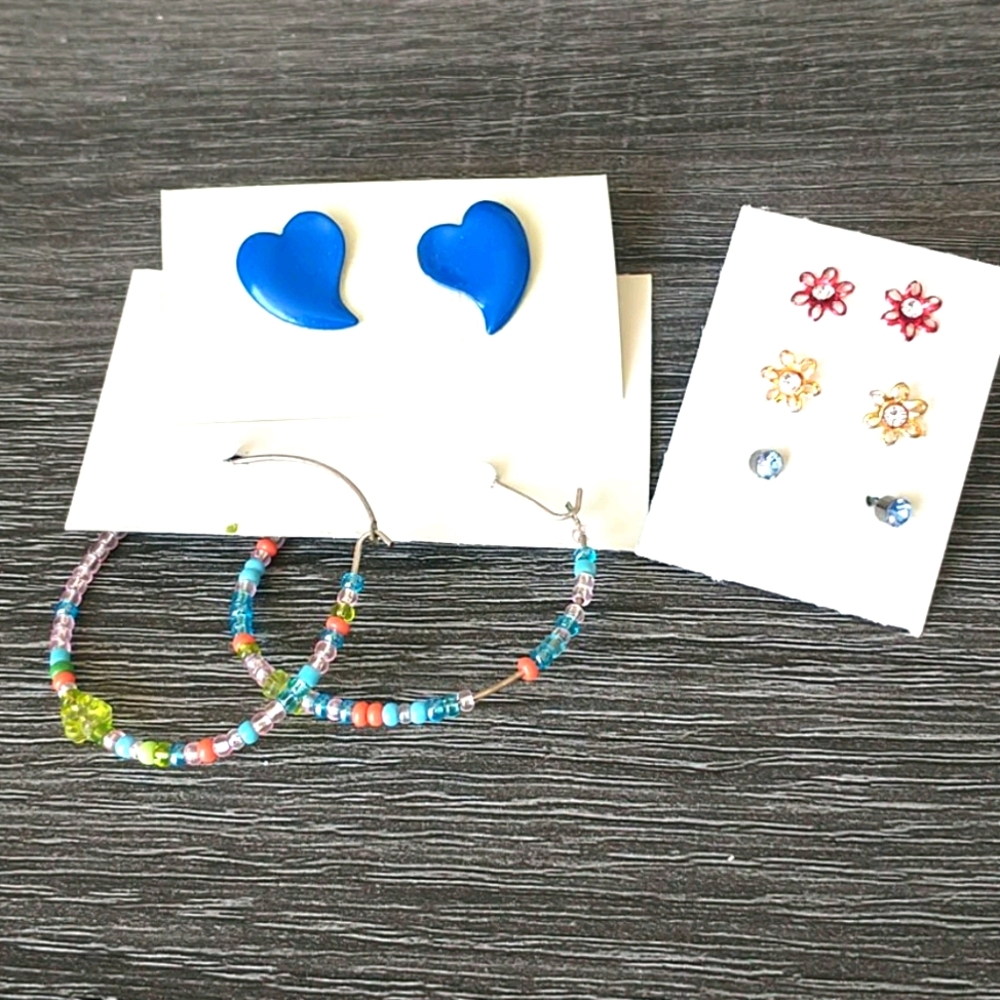 Pair of 3 sets of Earrings, Colorful